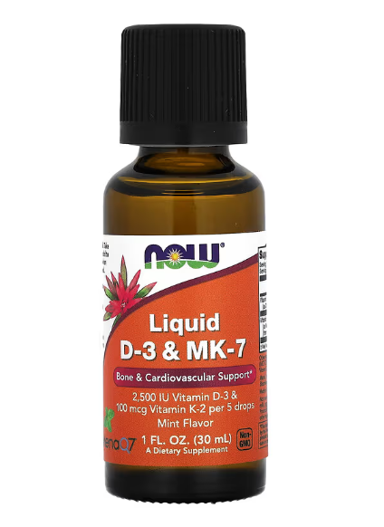 Vitamina D-3 2500UI e MK-7 100mg Líquida, 30ml, Now