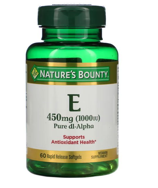 Vitamina E, Dl-Alpha Pura, 450mg / 1000UI, 60 Cápsulas, Nature's Bounty
