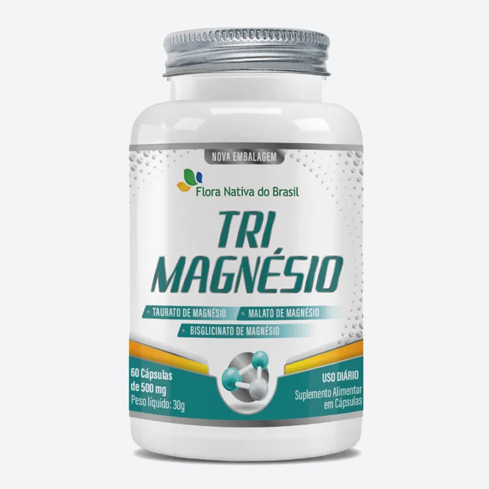 Tri Magnésio, Taurato, Malato e Bisglicinato, 60 Cápsulas, Flora Nativa