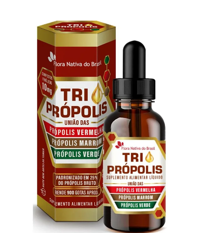 Tri Propólis União das Própolis Vermelha, Marrom e Verde, 20ml, Flora Nativa